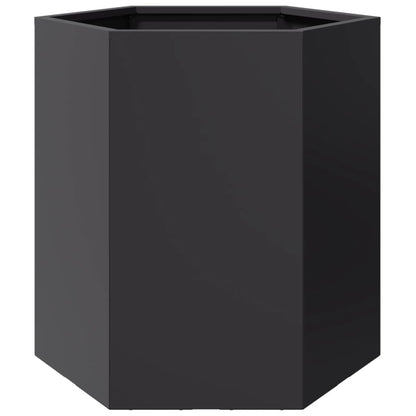 Vaso/floreira de jardim 2 pcs hexagonal 46x40x45 cm aço preto