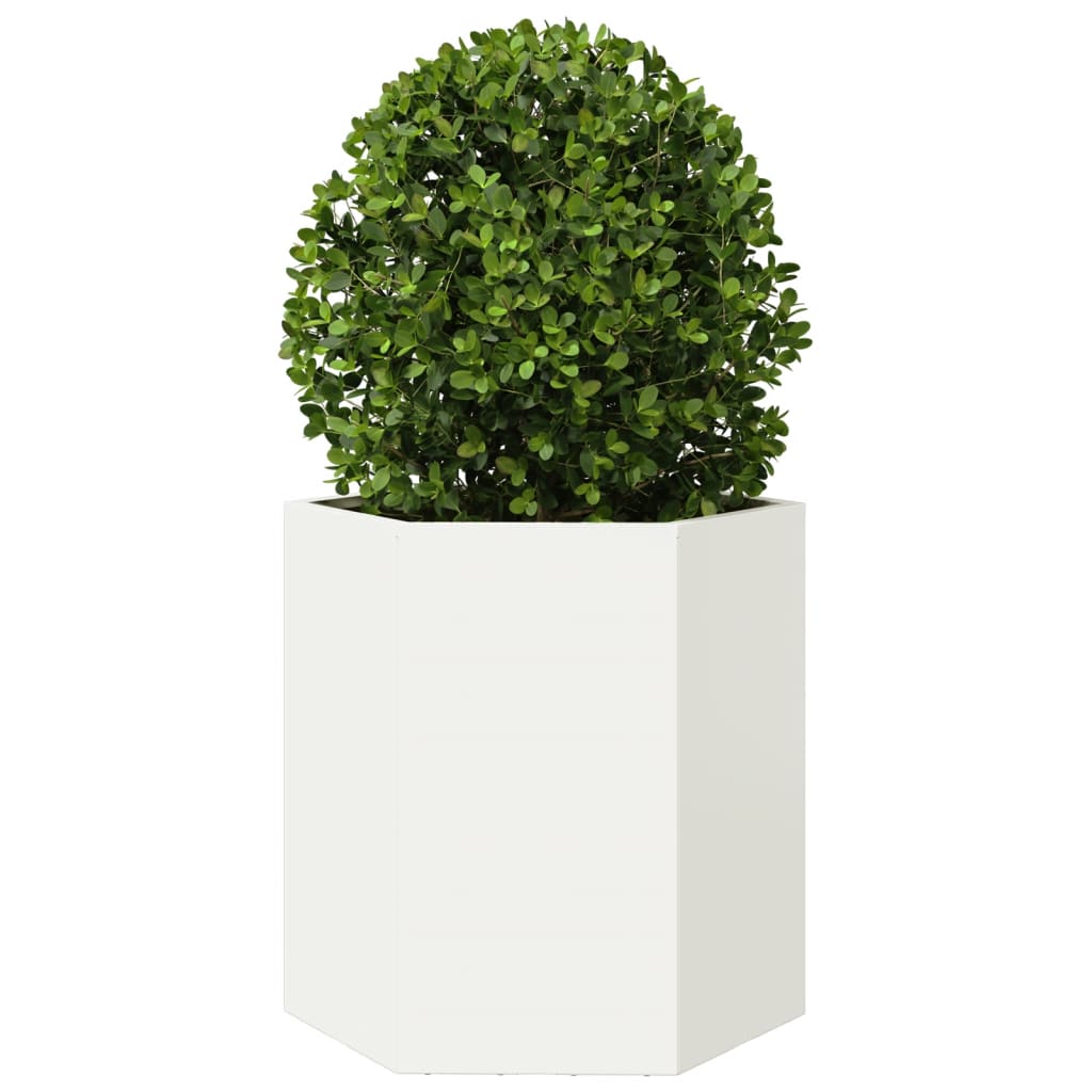 Vaso/floreira de jardim hexagonal 46x40x45 cm aço branco