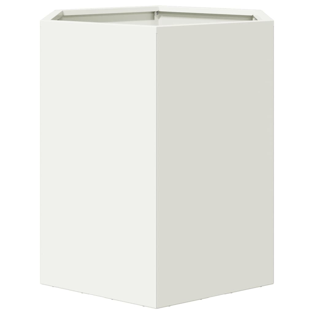 Vaso/floreira de jardim hexagonal 46x40x45 cm aço branco