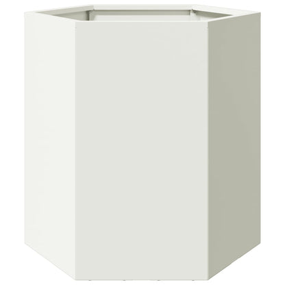 Vaso/floreira de jardim hexagonal 46x40x45 cm aço branco