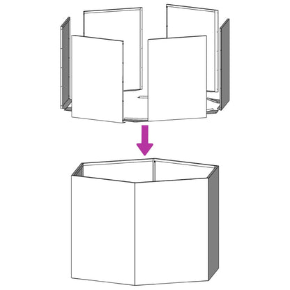 Vaso/floreira de jardim hexagonal 46x40x45 cm aço antracite