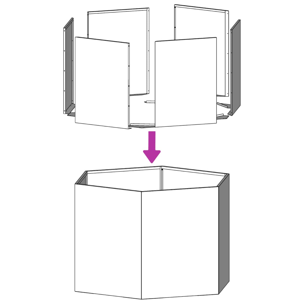 Vaso/floreira jardim 2 pcs hexagonal 46x40x45 cm aço antracite