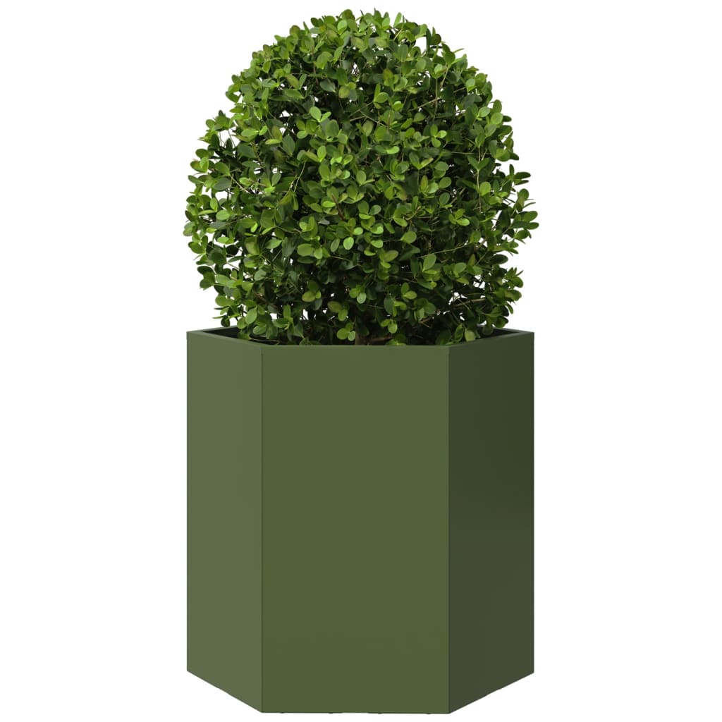 Vaso/floreira de jardim hexagonal 46x40x45 cm aço verde