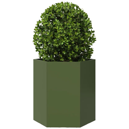 Vaso/floreira de jardim hexagonal 46x40x45 cm aço verde