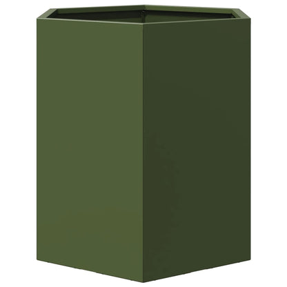 Vaso/floreira de jardim hexagonal 46x40x45 cm aço verde