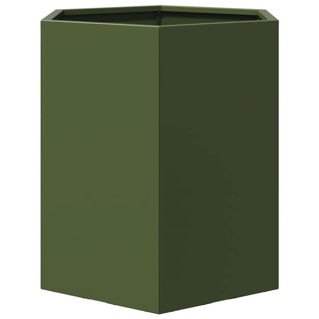 Vaso/floreira de jardim hexagonal 46x40x45 cm aço verde