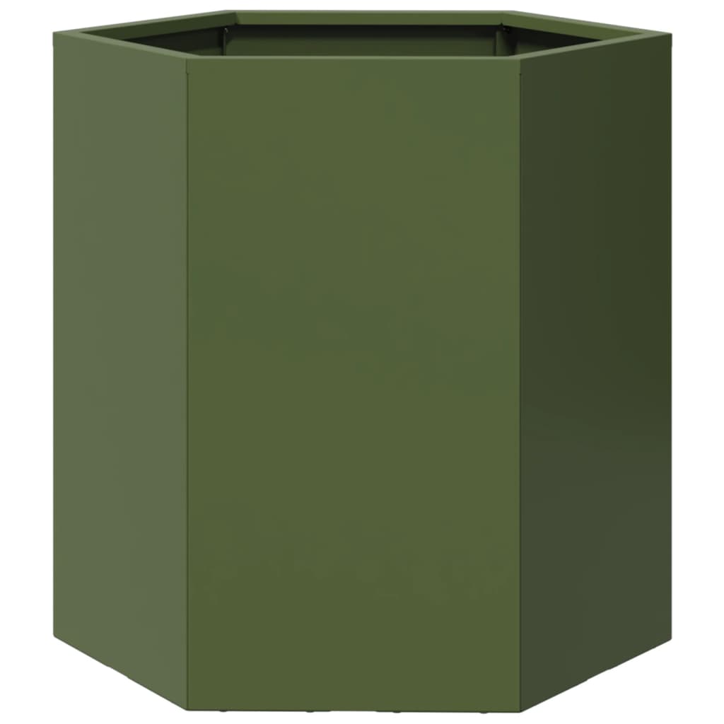 Vaso/floreira de jardim hexagonal 46x40x45 cm aço verde