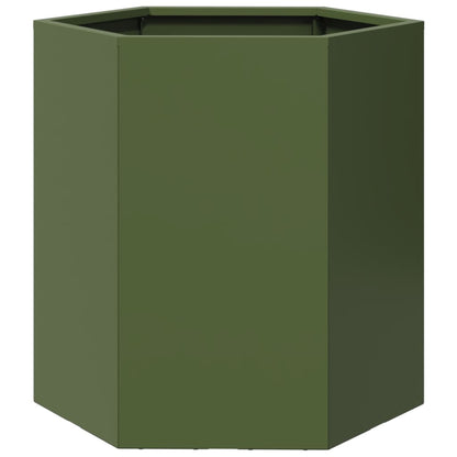 Vaso/floreira de jardim 2 pcs hexagonal 46x40x45 cm aço verde