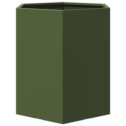 Vaso/floreira de jardim 2 pcs hexagonal 46x40x45 cm aço verde