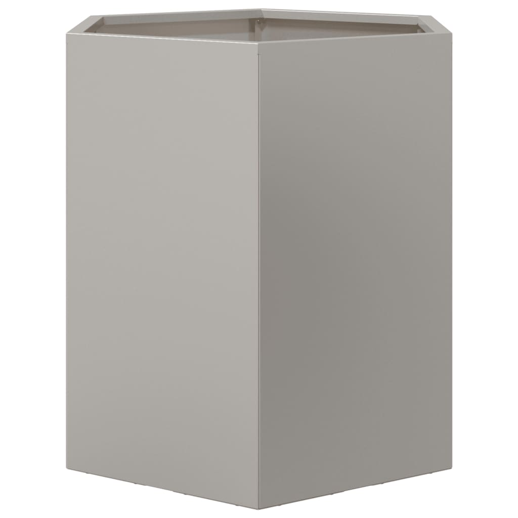 Vaso/floreira de jardim 2 pcs hexagonal 46x40x45 cm aço inox.