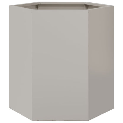 Vaso/floreira de jardim 2 pcs hexagonal 46x40x45 cm aço inox.