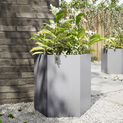 Vaso/floreira de jardim hexagonal 46x40x45 cm aço galvanizado