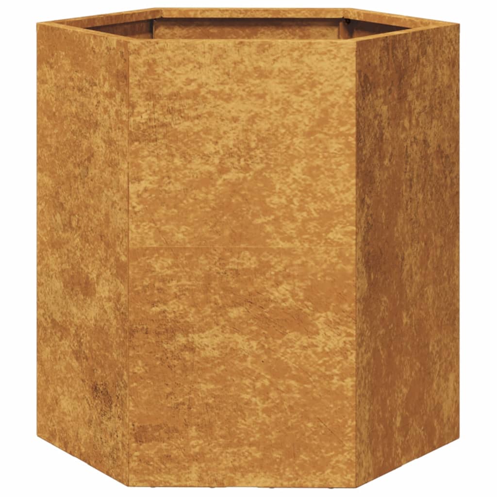 Vaso/floreira jardim 2 pcs hexagonal 46x40x45 cm aço corten