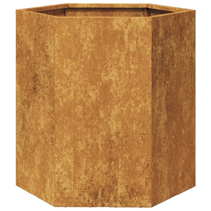 Vaso/floreira jardim 2 pcs hexagonal 46x40x45 cm aço corten