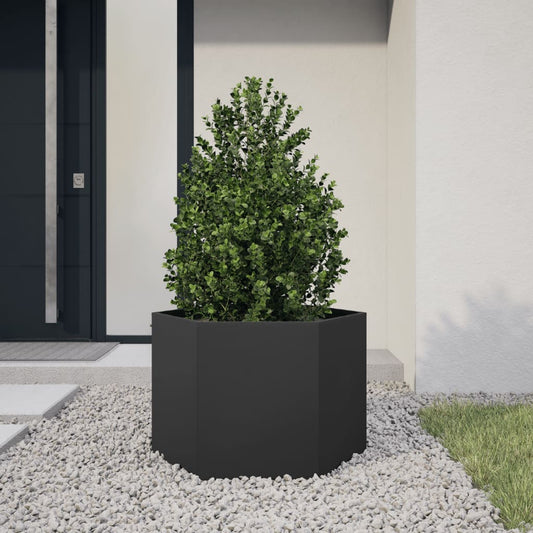 Vaso/floreira de jardim hexagonal 69x60x45 cm aço preto