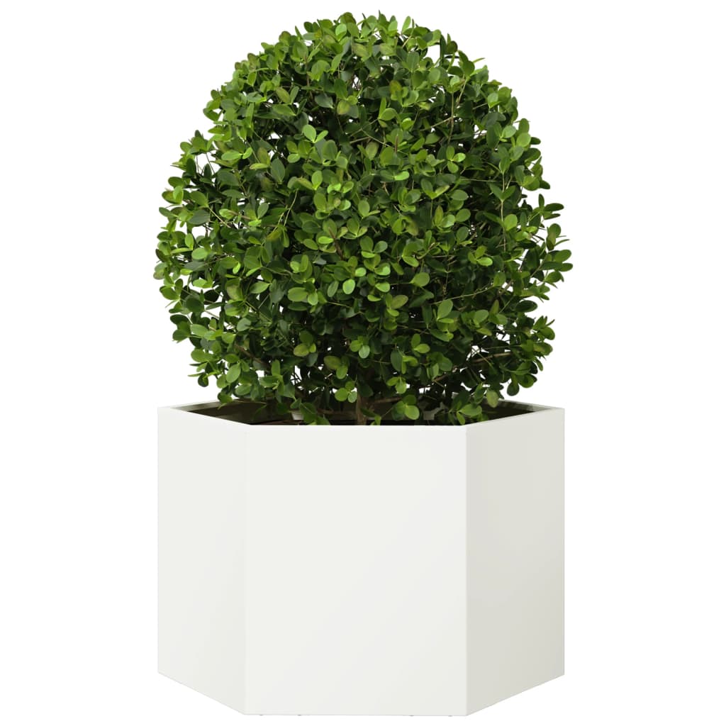 Vaso/floreira de jardim hexagonal 69x60x45 cm aço branco