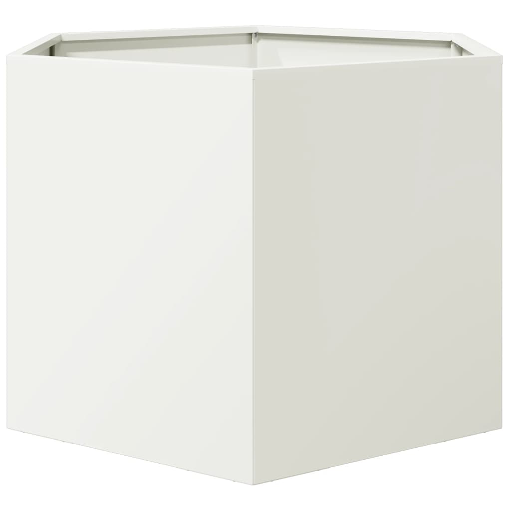 Vaso/floreira de jardim hexagonal 69x60x45 cm aço branco