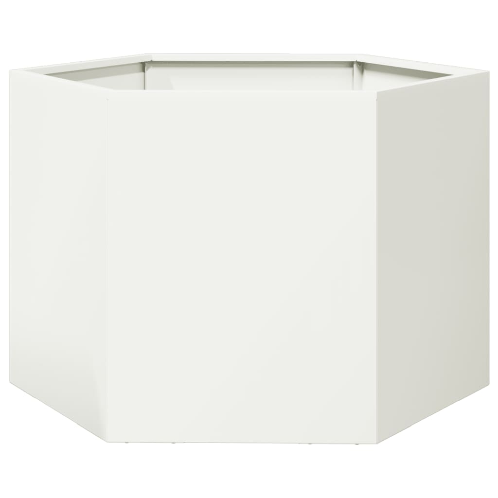 Vaso/floreira de jardim hexagonal 69x60x45 cm aço branco