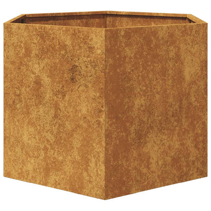 Vaso/floreira de jardim hexagonal 69x60x45 cm aço corten