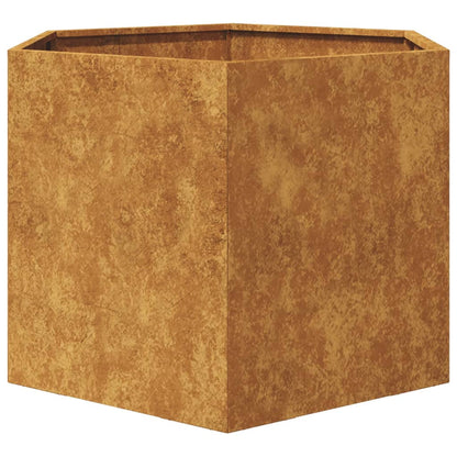 Vaso/floreira de jardim hexagonal 69x60x45 cm aço corten