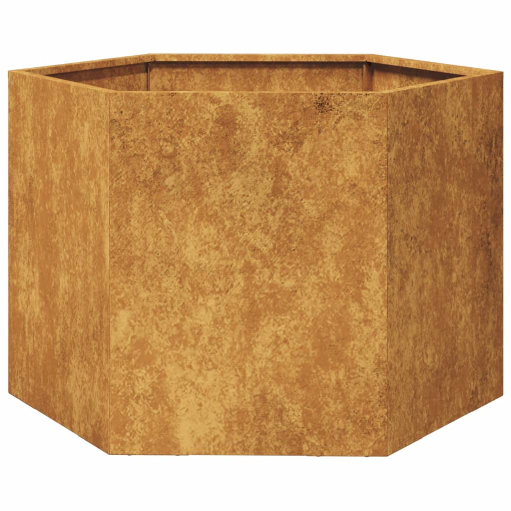 Vaso/floreira de jardim hexagonal 69x60x45 cm aço corten