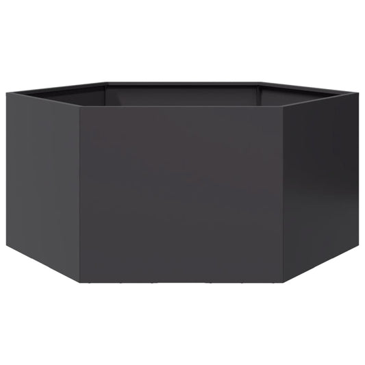 Vaso/floreira de jardim hexagonal 104x90x45 cm aço preto