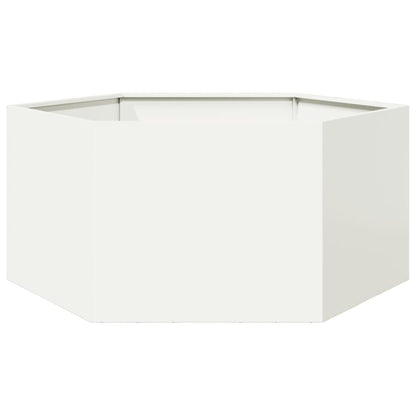 Vaso/floreira de jardim hexagonal 104x90x45 cm aço branco