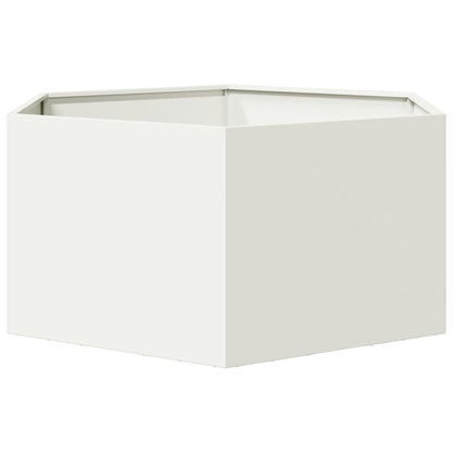 Vaso/floreira de jardim hexagonal 104x90x45 cm aço branco