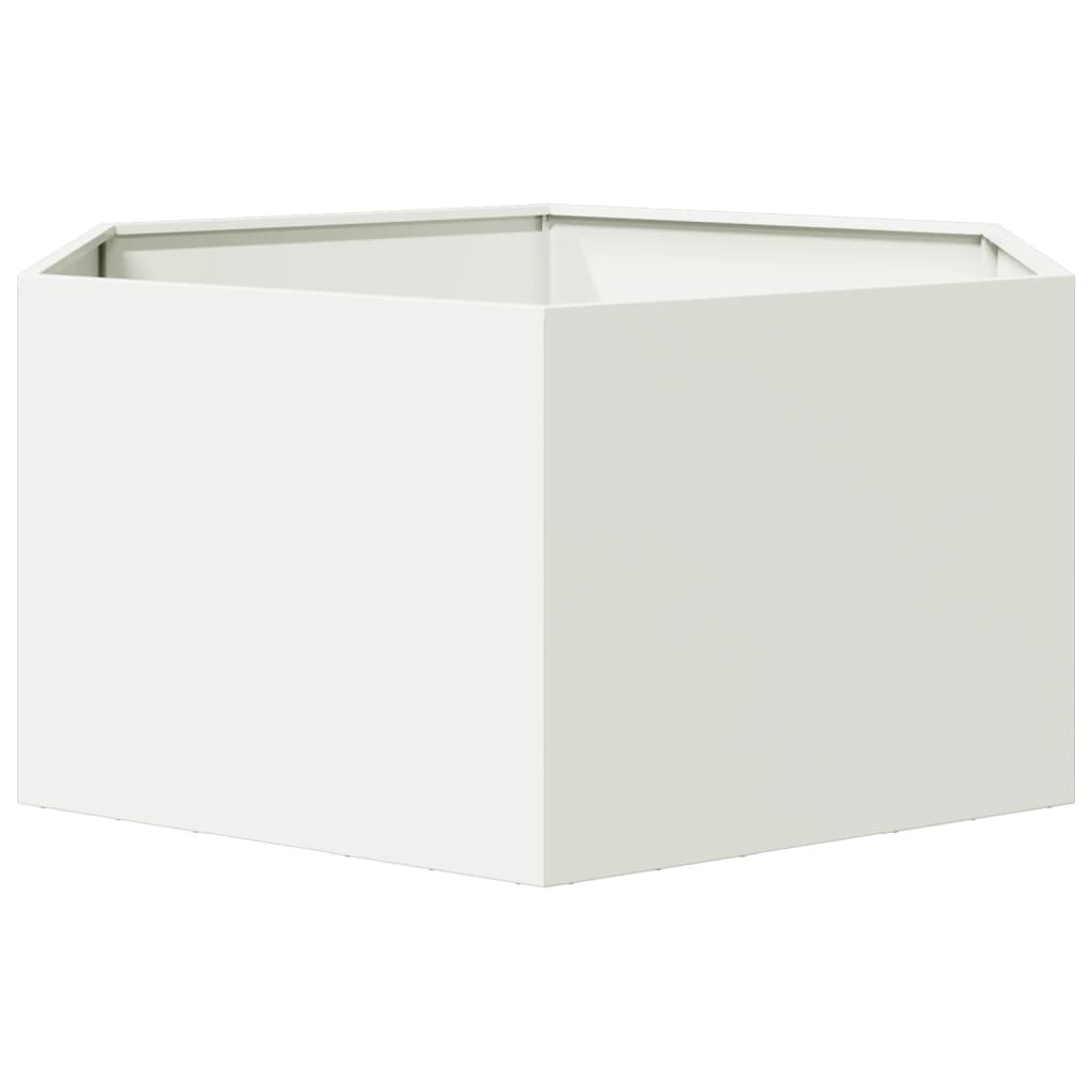 Vaso/floreira de jardim hexagonal 104x90x45 cm aço branco