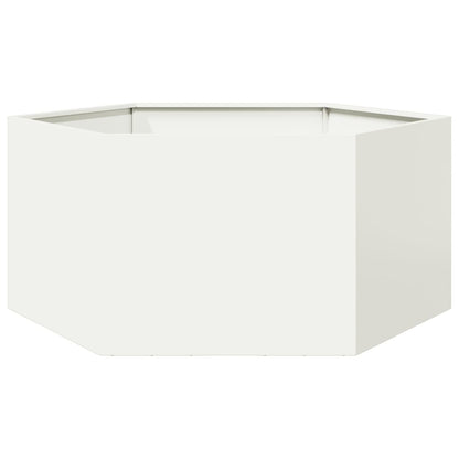 Vaso/floreira de jardim hexagonal 104x90x45 cm aço branco