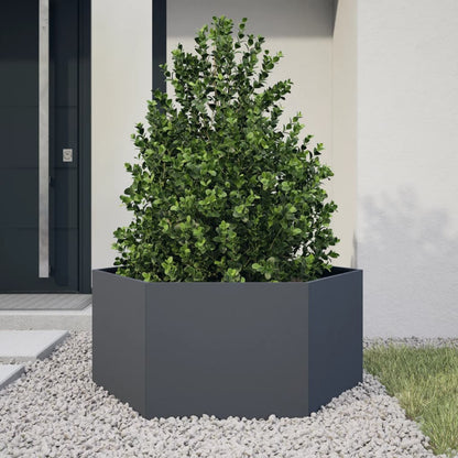 Vaso/floreira de jardim hexagonal 104x90x45 cm aço antracite