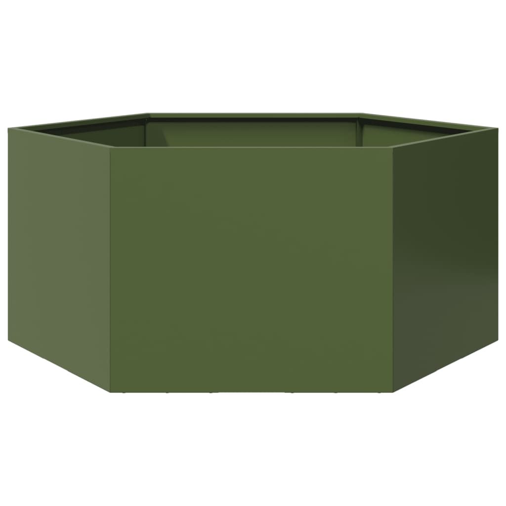 Vaso/floreira de jardim hexagonal 104x90x45 cm aço verde