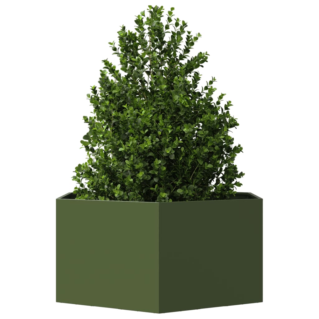 Vaso/floreira de jardim hexagonal 104x90x45 cm aço verde