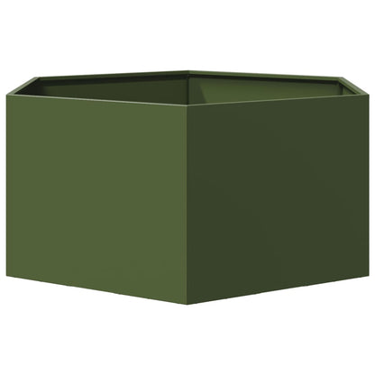 Vaso/floreira de jardim hexagonal 104x90x45 cm aço verde