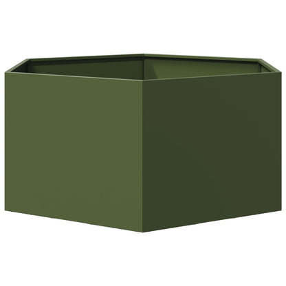 Vaso/floreira de jardim hexagonal 104x90x45 cm aço verde