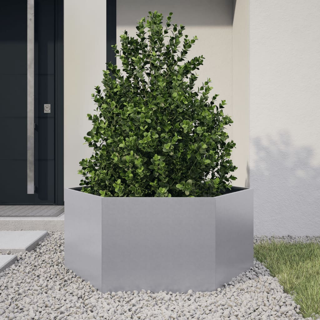 Vaso/floreira de jardim hexagonal 104x90x45 cm aço galvanizado