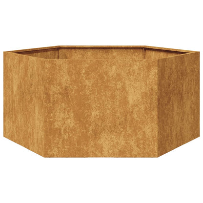 Vaso/floreira de jardim hexagonal 104x90x45 cm aço corten