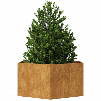 Vaso/floreira de jardim hexagonal 104x90x45 cm aço corten