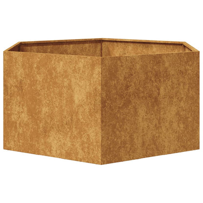 Vaso/floreira de jardim hexagonal 104x90x45 cm aço corten