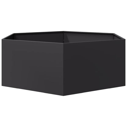 Vaso/floreira de jardim hexagonal 138x120x45 cm aço preto