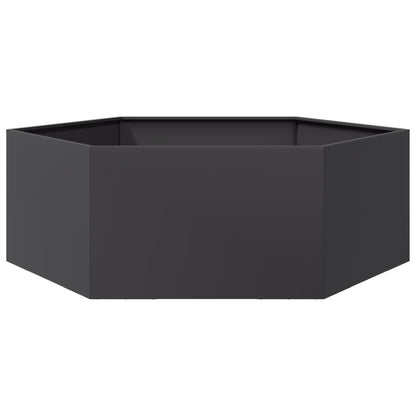 Vaso/floreira de jardim hexagonal 138x120x45 cm aço preto