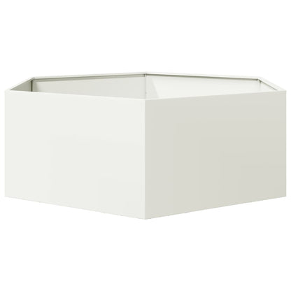 Vaso/floreira de jardim hexagonal 138x120x45 cm aço branco