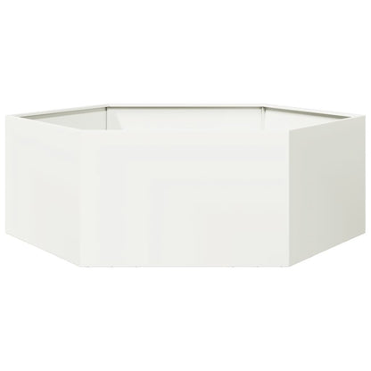 Vaso/floreira de jardim hexagonal 138x120x45 cm aço branco