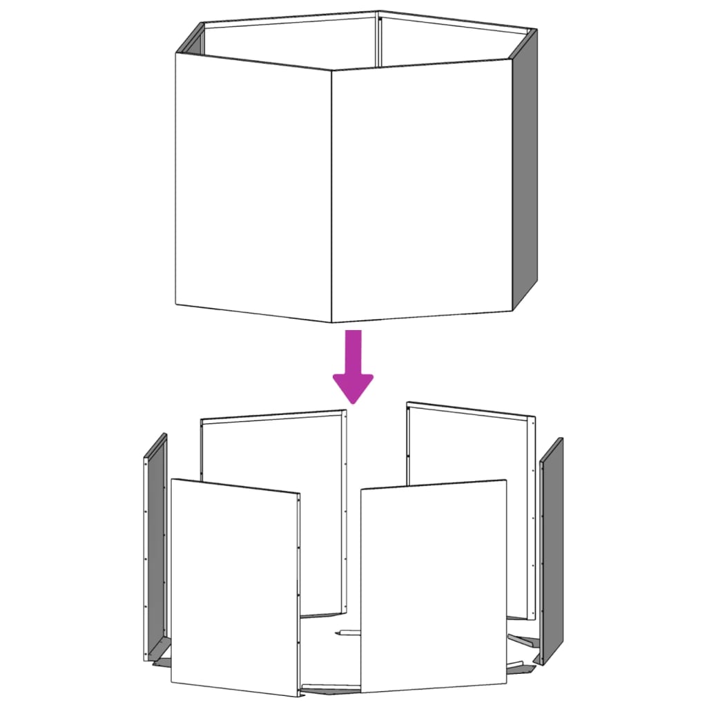 Vaso/floreira de jardim hexagonal 138x120x45 cm aço branco