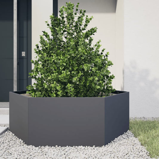 Vaso/floreira de jardim hexagonal 138x120x45 cm aço antracite