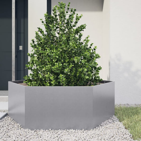 Vaso/floreira de jardim hexagonal 138x120x45 cm aço galvanizado