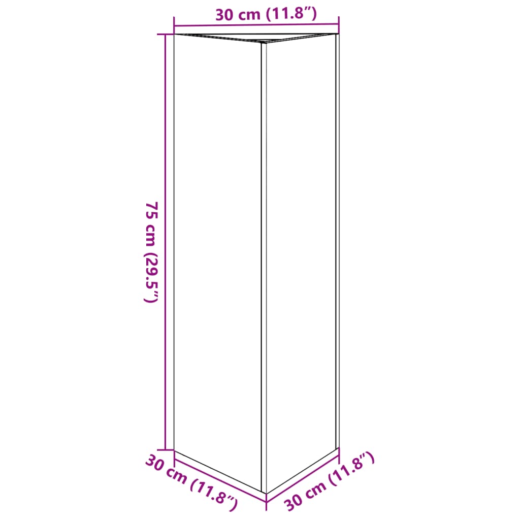 Vaso/floreira de jardim triangular 30x26x75 cm aço preto