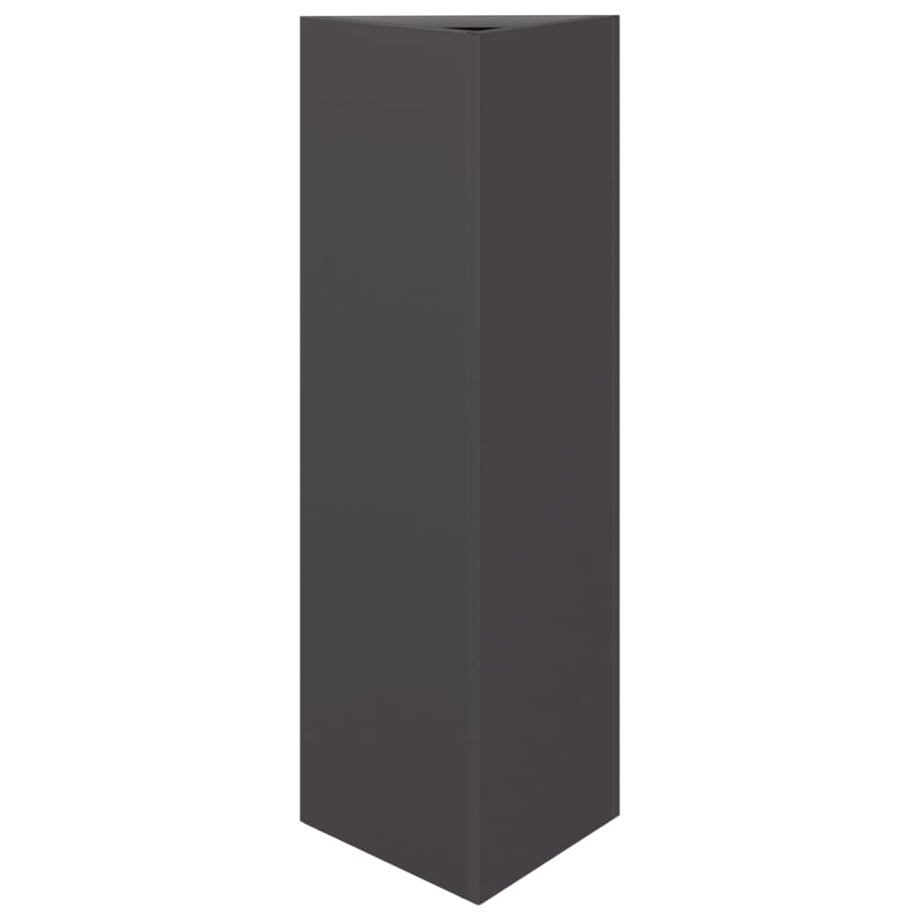 Vaso/floreira de jardim triangular 2 pcs 30x26x75 cm aço preto