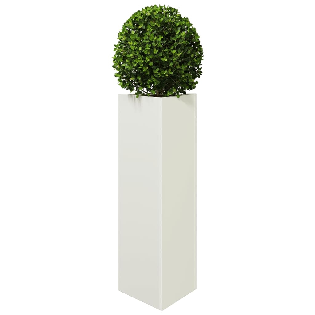 Vaso/floreira de jardim triangular 2 pcs 30x26x75 cm aço branco