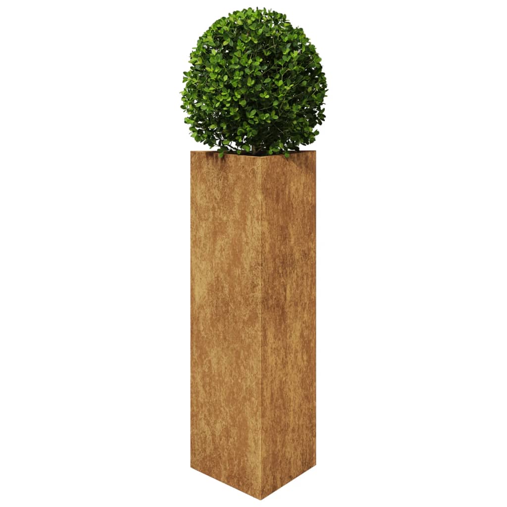 Vaso/floreira de jardim triangular 30x26x75 cm aço corten